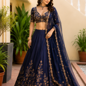 Royal Blue Embroidered Lehenga Choli for Women – Elegant Festive & Wedding Wear