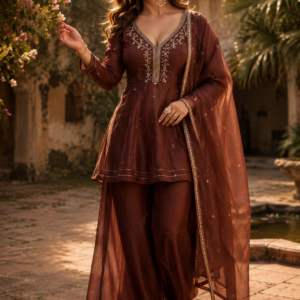Royal Maroon Sharara Suit With Dupatta – Stylish Ethnic Look For Girls
