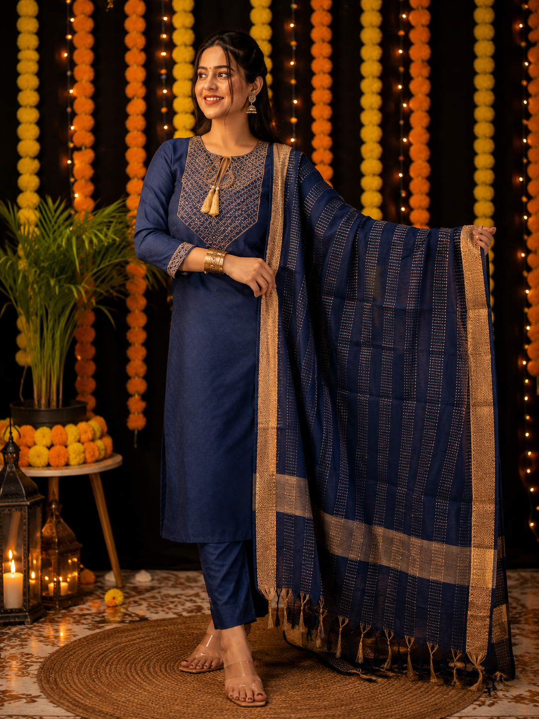 Premium Cotton Kurti Pant Dupatta Set Festive Wear Collection for Girls & women