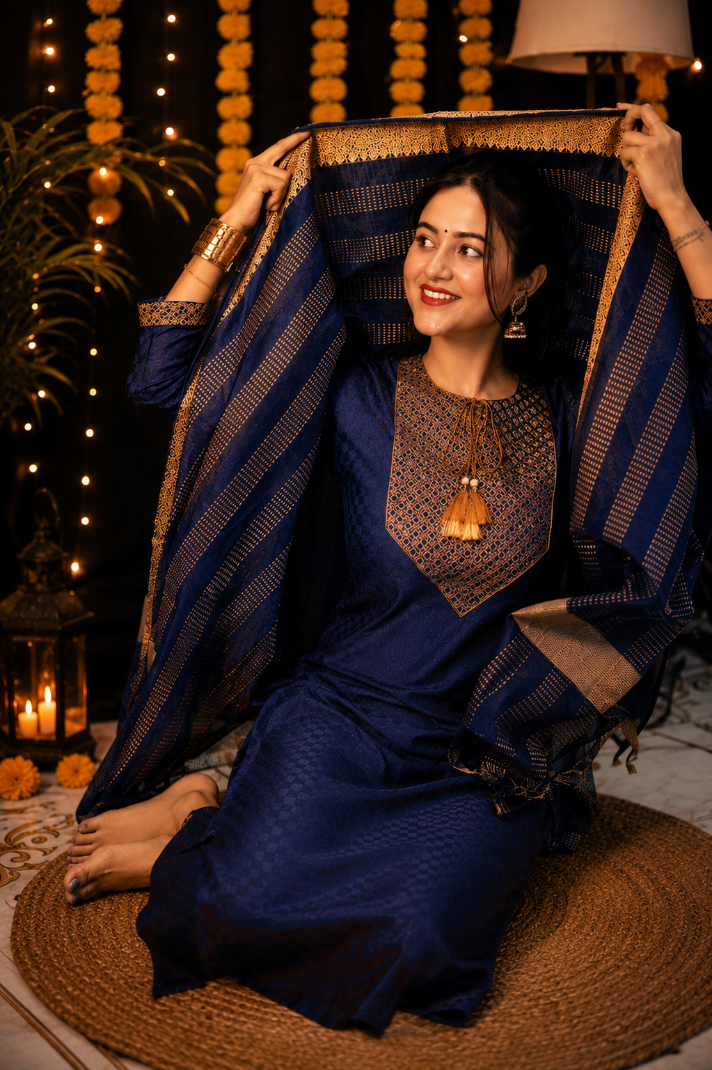 Premium Cotton Kurti Pant Dupatta Set Festive Wear Collection for Girls & women - Image 2
