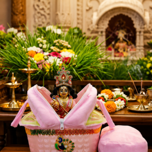 Laddu Gopal Ji Premium Travelling Basket with Soft Cushion | Elegant Mandir Carry Bed for Bal Gopal