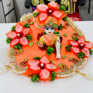 Tilak Shringar Size 3 Laddu Gopal Ji Dress – Janmashtami Special Floral Orange Poshak
