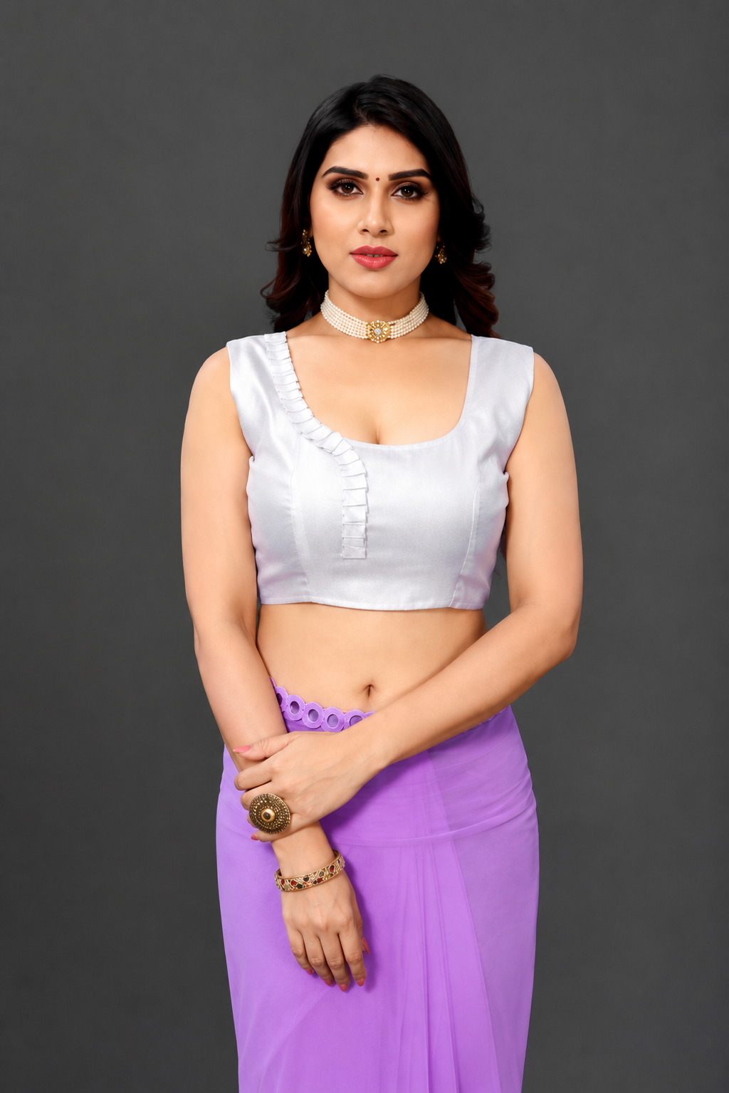Women's Fancy Lavender Saree – Soft Georgette Cut Work Collection - Image 3