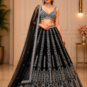 Exclusive Black Festive Wear Embroidered Lehenga Choli