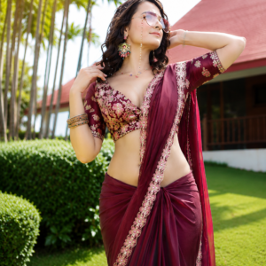 Women's Stylish Maroon Party Wear Embroidered Blouse