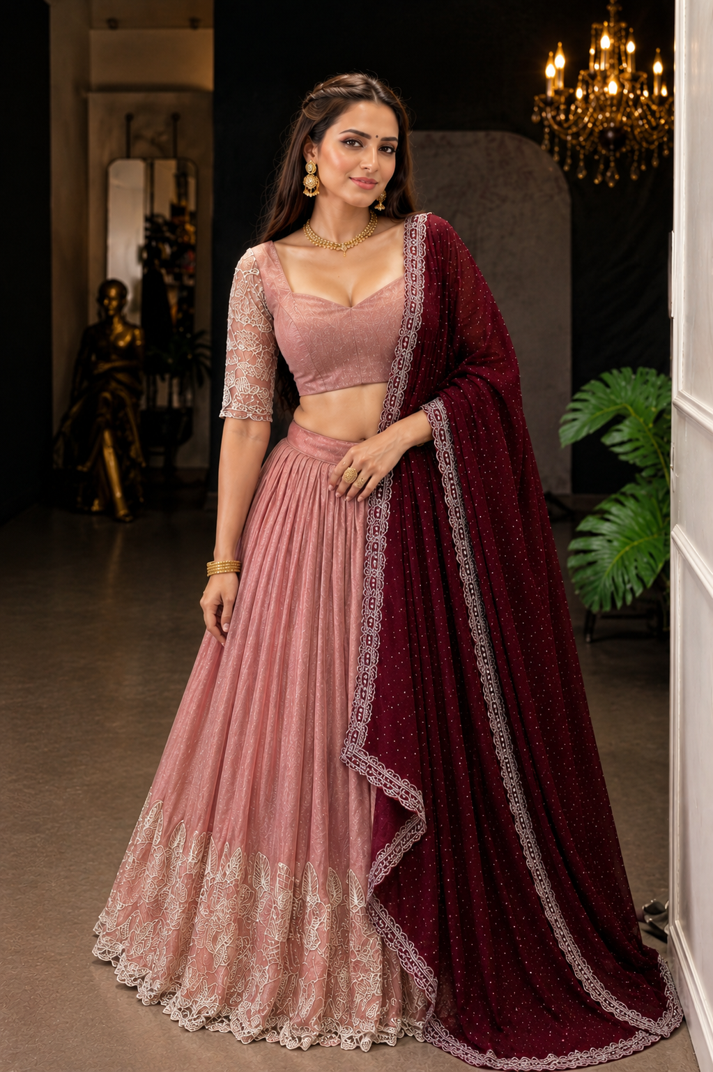 Women's Premium Chinon Silk Wedding & Festive Lehenga Choli - Image 3