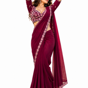 Women's Stylish Maroon Party Wear Embroidered Blouse