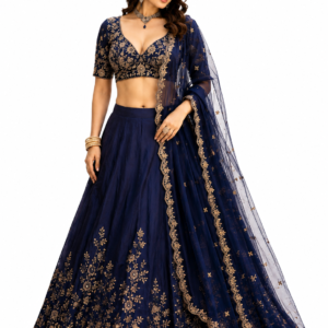 Royal Blue Embroidered Lehenga Choli for Women – Elegant Festive & Wedding Wear