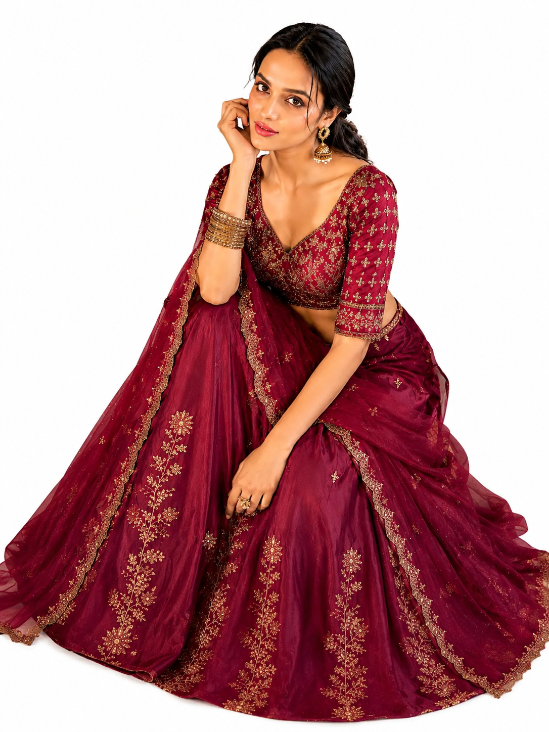 Premium Royal Wine Embroidered Lehenga Choli Set with Dupatta | Bridal, Wedding & Festive Wear 1 Premium Royal Wine Embroidered Lehenga Choli Set with Dupatta | Bridal, Wedding & Festive Wear