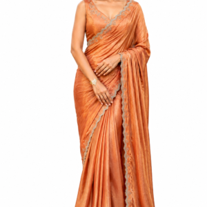 Women’s Peach Designer Saree – Wedding &
