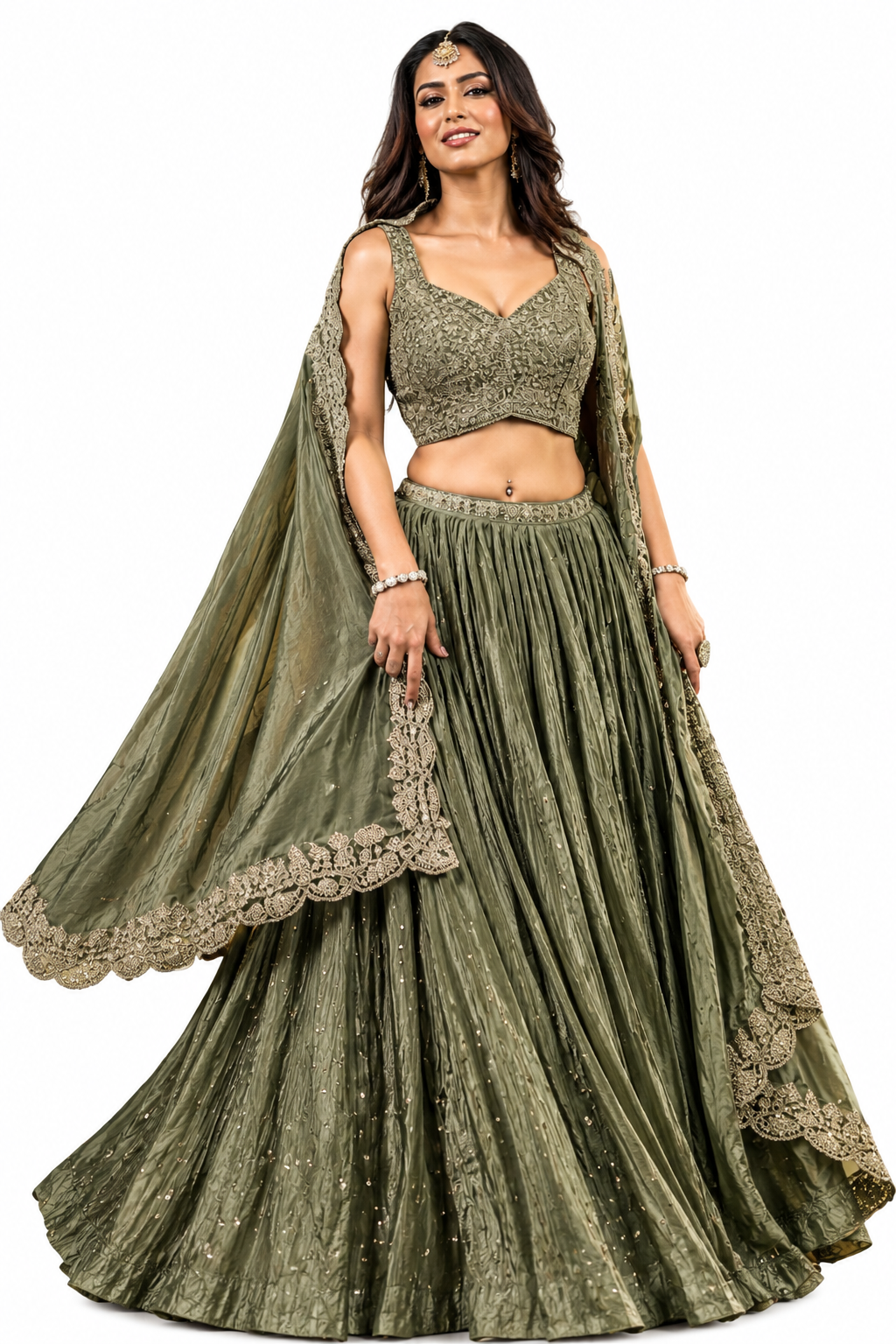 Pista Green Designer Lehenga Choli for Women – Wedding & Party Wear 1 Pista Green Designer Lehenga Choli for Women